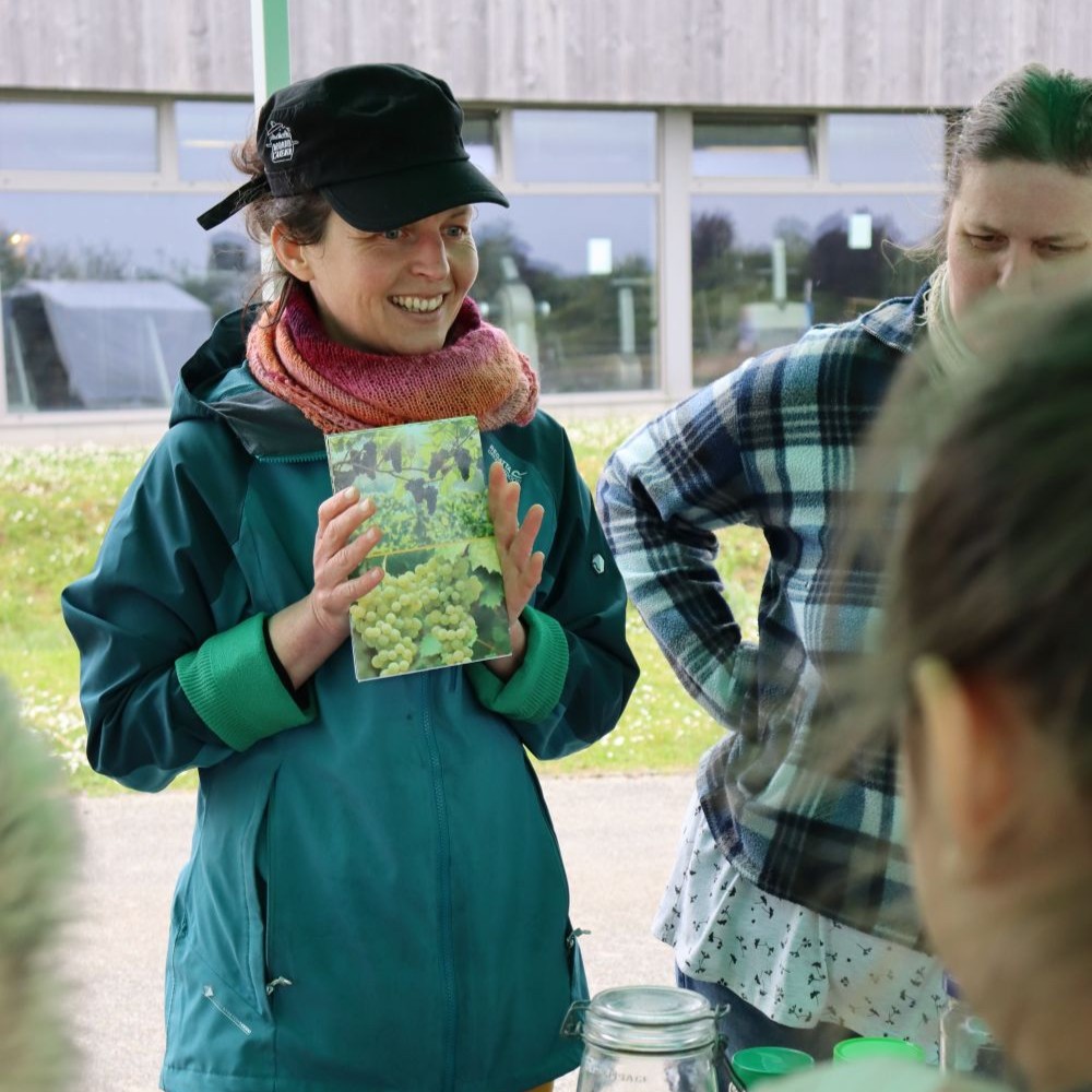 Pour commencer l'atelier des boules énergetiques, Elsa invite les participants à identifier les nombreux gras et sucre naturels présents dans les fruits sec et les fruits à coque.